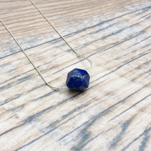 Lapis choker necklace, sterling silver, September birthstone, crystal healing - Picture 6 of 9